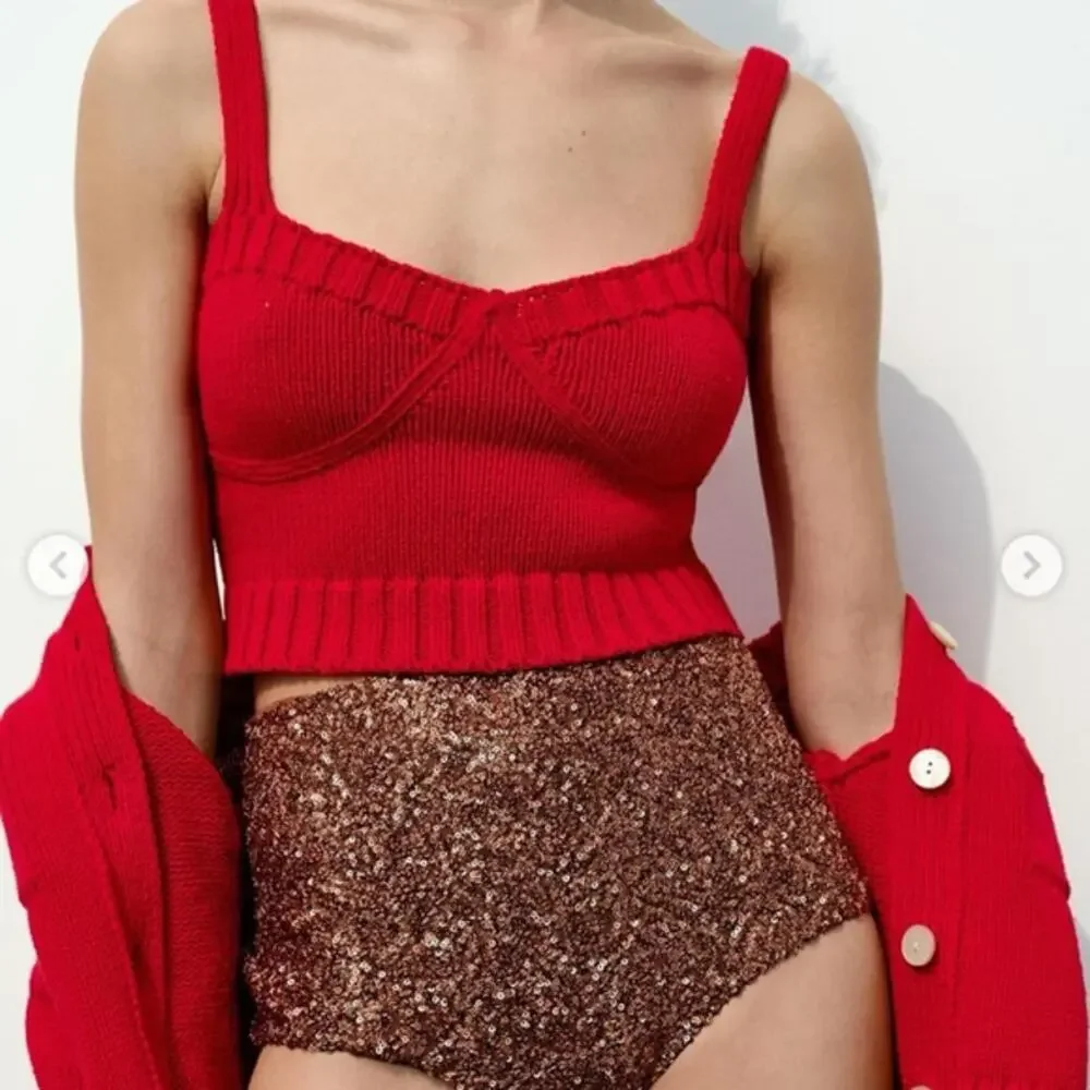 Zara Crop Top Bralette Sweetheart Valentine's Day Bold Retro Sexy Red Size M